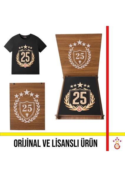 Lisanslı 2025 Şampiyonluk Özel Siyah Çocuk T-Shirt Şampiyonluk Özel Ahşap Kutulu