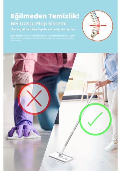 Easy Mop Pratik Temizlik Sistemi + 3 Paket Temizleme Havlusu 120 Yaprak