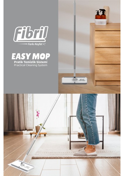 Easy Mop Pratik Temizlik Sistemi + 3 Paket Temizleme Havlusu 120 Yaprak