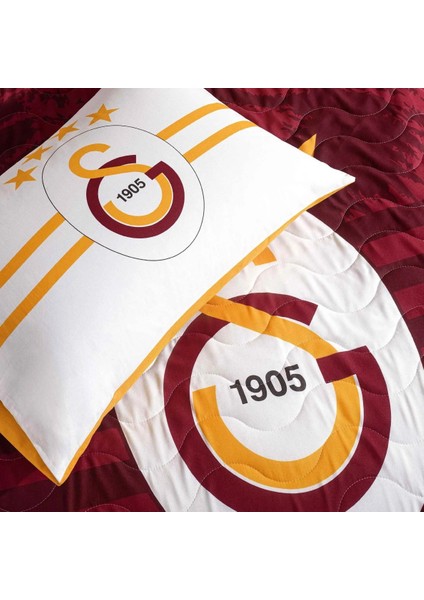 Taraftar Lisanslı Pamuklu Tek Kişilik Yatak Örtüsü Seti (160X230)-GALATASARAY Stripe