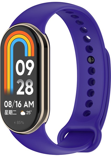 Xiaomi Mi Band 8 Serisi Klasik Kordon Silikon Strap Kayış-Mor
