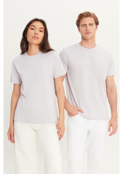 Erkek Lila Slim Fit Dar Kesim %100 Pamuk Bisiklet Yaka Tişört