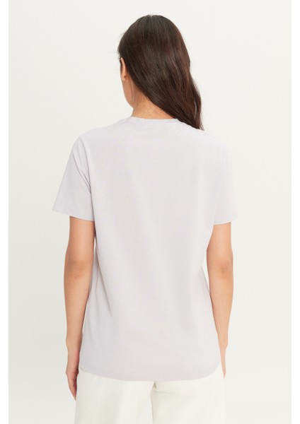 Erkek Lila Slim Fit Dar Kesim %100 Pamuk Bisiklet Yaka Tişört