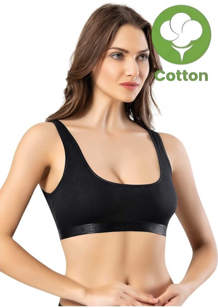 Kadın 3'lü Geniş Askılı Penye Kaşkorse Kumaş Pedli Crop Büstiyer Sütyen modelleri