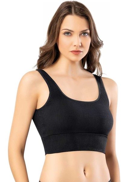 Kadın Kaşkorse Dalgıç Fitilli Pedli Büstiyer Crop