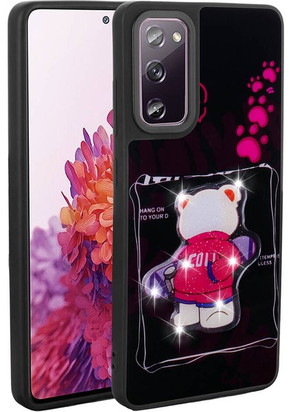 Galaxy S20 Fe Kılıf Parlayan Kabartmalı Ikonik Figürlü Mkst Amas Silikon Kapak-Siyah