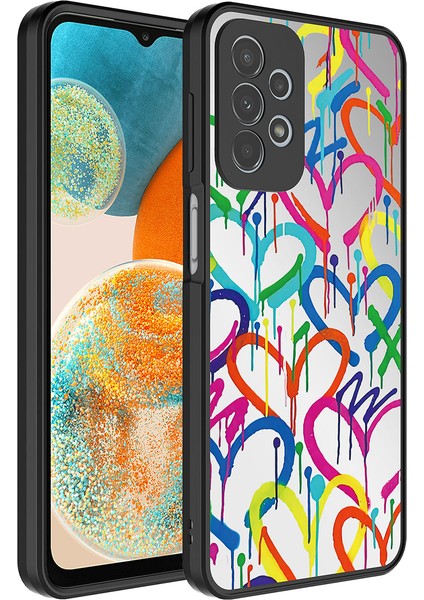Galaxy A72 Kılıf Aynalı Desenli Kamera Korumalı Parlak Mkst Mirror Kapak-Kalp