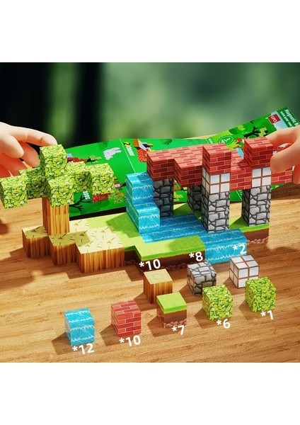 Ilkel Orman Minecraft Manyetik Kare Yapı Taşları 48PC (Yurt Dışından)