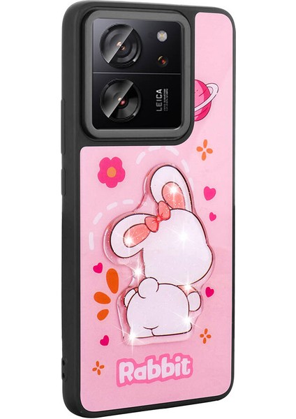 Xiaomi Mi 13T Kılıf Parlayan Kabartmalı Ikonik Figürlü Mkst Amas Silikon Kapak-Mor