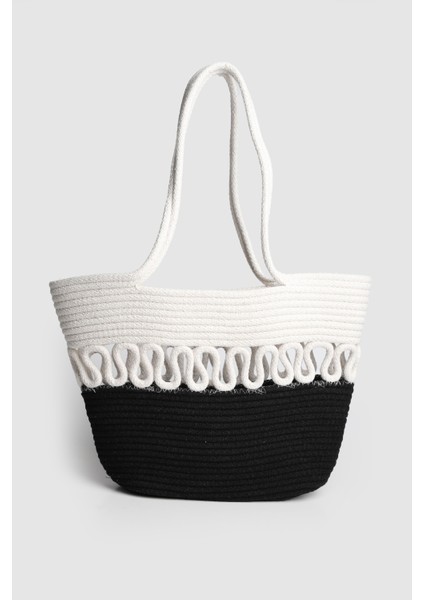 Kadın Labes Hasır Omuz Çantası Siyah