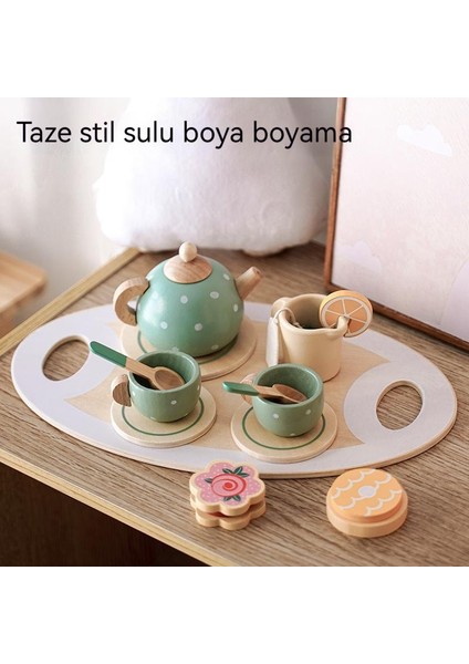Çocuk Taklit Çay Seti 15 Parça Ahşap Oyuncak (Yurt Dışından)