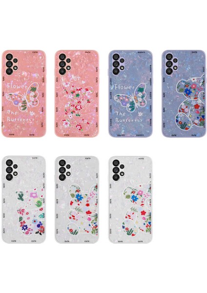 Galaxy A13 4g Kılıf Desenli Sert Silikon Mkst Mumila Kapak-White Cat