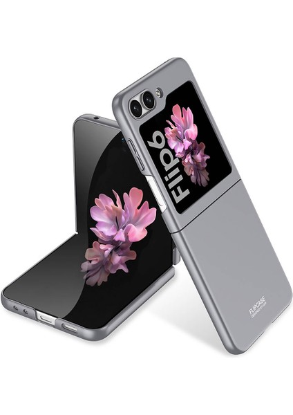 Galaxy Z Flip 6 Kılıf Mkst Sert Kıpta Kapak-Gri