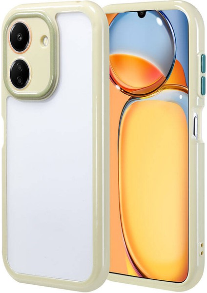 Xiaomi Redmi 13C Kılıf Kamera Korumalı Renkli Kenar ve Çerçeve Tasarımlı Mkst Vitamin Kapak-Yeşil
