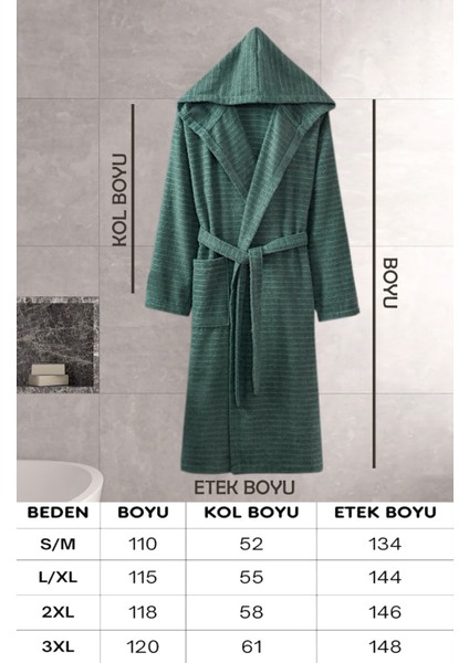 Kapüşonlu Bornoz Doğa Çağla Yeşili 2xl