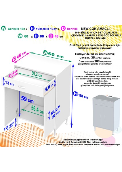 Banyo Dolabı Set Altı Dolap Çok Amaçlı Mutfak Dolabı