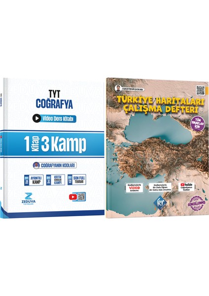 Coğrafyanın Kodları TYT Coğrafya 1 Kitap 3 Kamp Video Ders Kitabı ve Coğrafyanın Kodları Türkiye Haritaları Seti Kr Akademi Yayınları