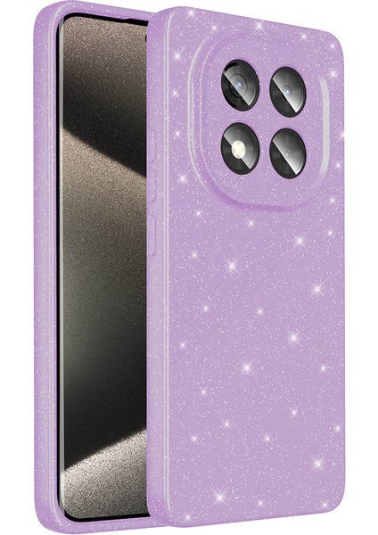 Redmi Note 14 Pro 4g Kılıf Kamera Korumalı Simli Lüks Mkst Koton Kapak - Lila