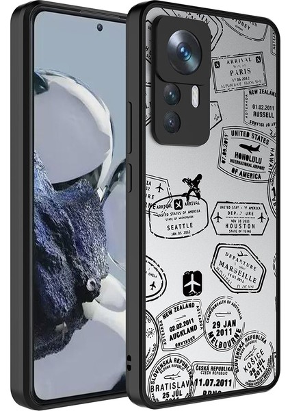 Xiaomi Mi 12T Pro Kılıf Aynalı Desenli Kamera Korumalı Parlak Mkst Mirror Kapak-Seyahat