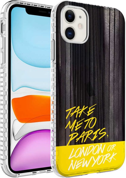 iPhone 11 Uyumlu Airbag Kenarlı Renkli Desenli Silikon Mkst Elegans Kapak-No5