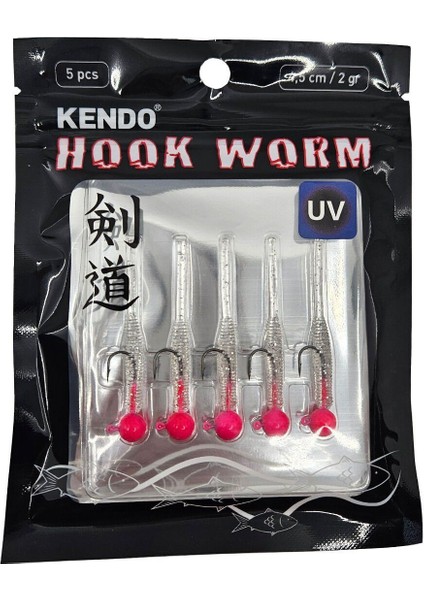Hook Worm Jighead+Lrf Silikonu 2gr+4.5cm 5 Adet Head Green+Blue Glitter