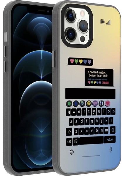 Apple iPhone 12 Pro Max Kılıf Desenli Mbtm Dragon Sert Kapak-Klavye
