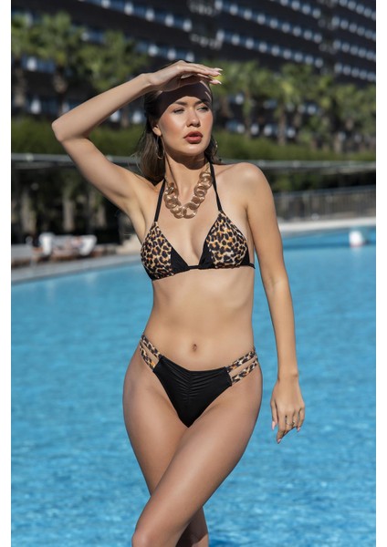 Kadın Leopar Üçgen Bikini Takım C3T1N1O52-1