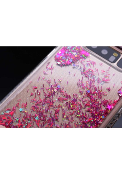 Iphone Xr Uyumlu Yanları Taşlı Sulu Simli Lüx Silikon Kılıf - Pembe