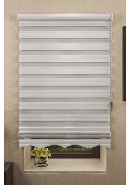 Zebra Beyaz Pliseli Etek Dilimli Kolay Montaj Kumaş fiyatları