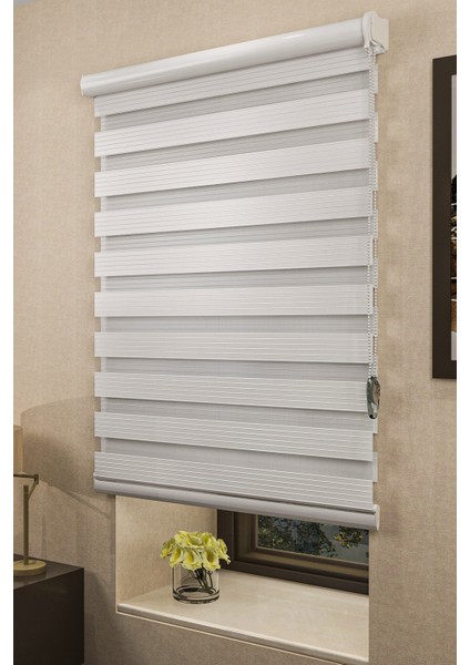 Zebra Beyaz Pliseli Düz Etek Dilimsiz Kolay Montaj Kumaş