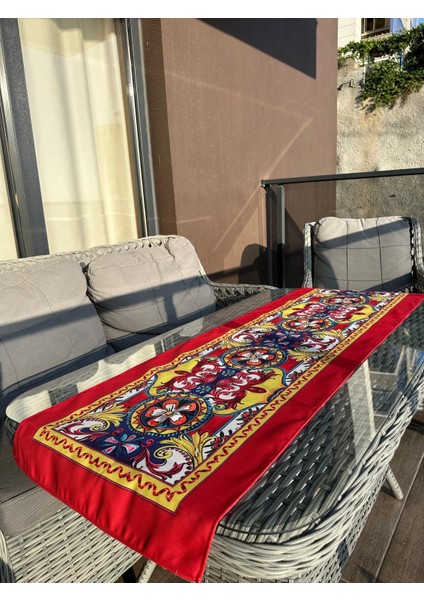 140X50 cm Leke Tutmaz Baskılı Milano Serisi Kırmızı Runner modelleri