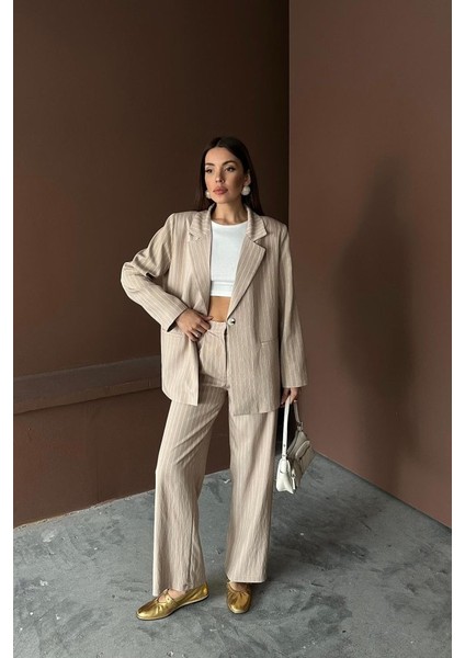 Bej Çizgili Ceket ve Pantolon Takım fiyatları