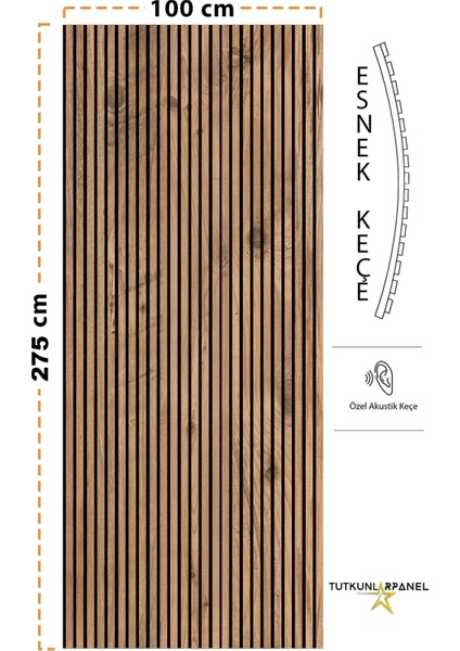 Mdf Ahşap Akustik Duvar Paneli - 100 x 275 cm - Atlantik Çam