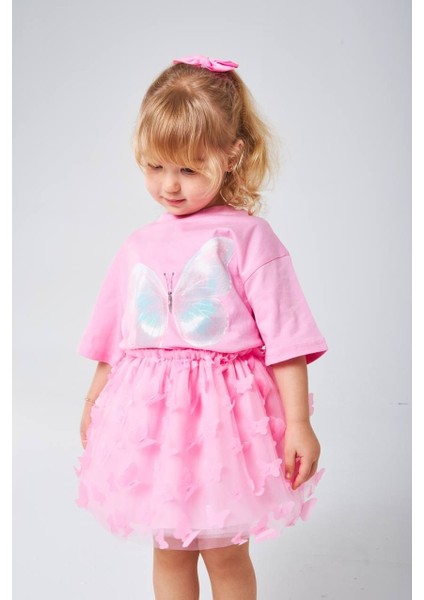 Kız Çocuk Kelebek Detaylı Etekli Takım fiyatları