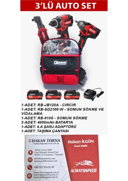 -Arm-Somun Sıkma + Cırcır + Vidalama Somun Sökme Kombo Set