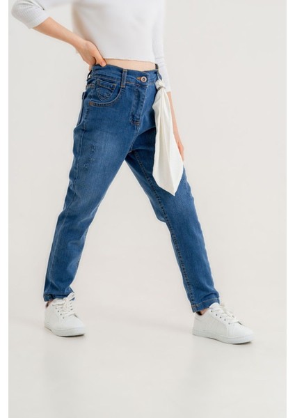 Kız Çocuk Kravat Aksesuarlı Kot Pantolon fiyatları