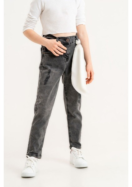 Kız Çocuk Kravat Aksesuarlı Kot Pantolon modelleri