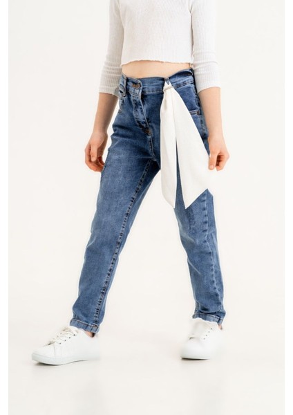 Kız Çocuk Kravat Aksesuarlı Kot Pantolon fırsatları