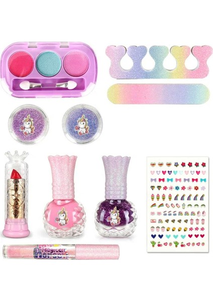 Bloomie Sırt Çantalı Çocuk Makyaj Güzellik Seti Sürülebilir, Stickerlı Makyaj Malzemeleri 30X20 cm fırsatları