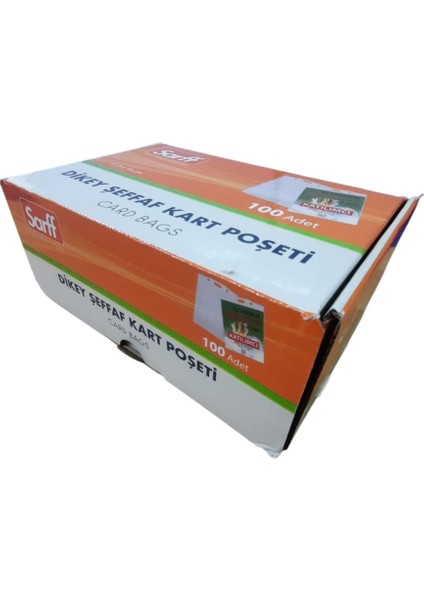 Dikey Şeffaf Kart Poşeti 10X14.5 cm (5 Adet)+Sarff Kart Askı Ipi Kırmızı Metal Klips (5 Adet)