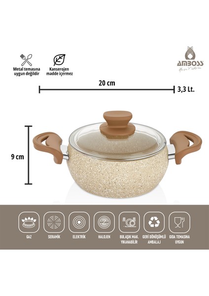 Fatso 6 Parça Güveç Granit Tencere Seti Silikon Kulplar Cappucino indirimleri