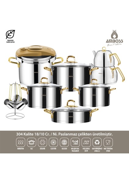 Diamond 18 Parça Paslanmaz Çelik Gold Çeyiz Seti Dia-6268 fiyatları