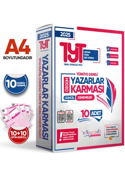 TYT Yeni Sistem Yazarlar Karması Türkiye Geneli Kurumsal 10'lu Dijital Çözümlü Deneme Paketi