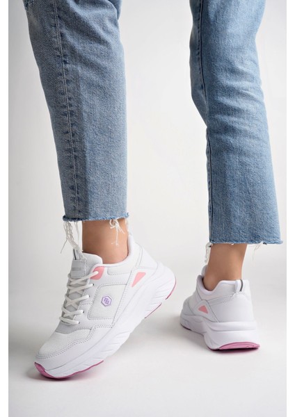 2110YZ Kadın Sneaker Spor Ayakkabı Ortopedik İç Taban Düz Taban Beyaz/Pembe fırsatları
