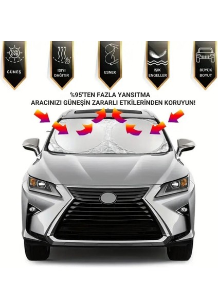 150X70 cm Universal Araç Içi Ön Cam Güneş Koruyucu Branda, Sedan, Suv ve Hatchback Uyumlu, Uv Engelleyici fiyatları