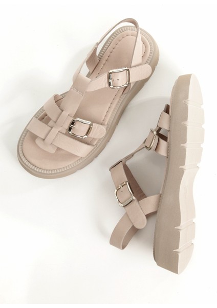 Loriza Taş Rengi Hakiki Deri Sandalet Kalın Taban Kadın Ayakkabı fiyatları