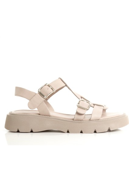 Loriza Taş Rengi Hakiki Deri Sandalet Kalın Taban Kadın Ayakkabı fırsatları