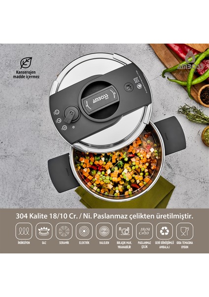 Enio Matik 22CM 8lt Düdüklü Tencere - ENI 8682