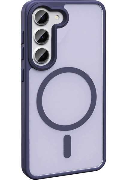 Galaxy Uyumlu S23 Fe Kılıf M-Safe Şarj Özellikli Mat Arka Yüzey Zore Sio Kapak-Derin Mor