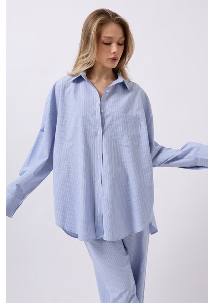Çizgili Cep Detay Gömlek fırsatları